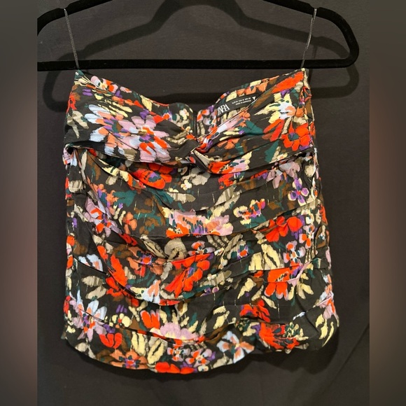 Zara Multicolor Floral Strapless Top - Picture 1 of 3